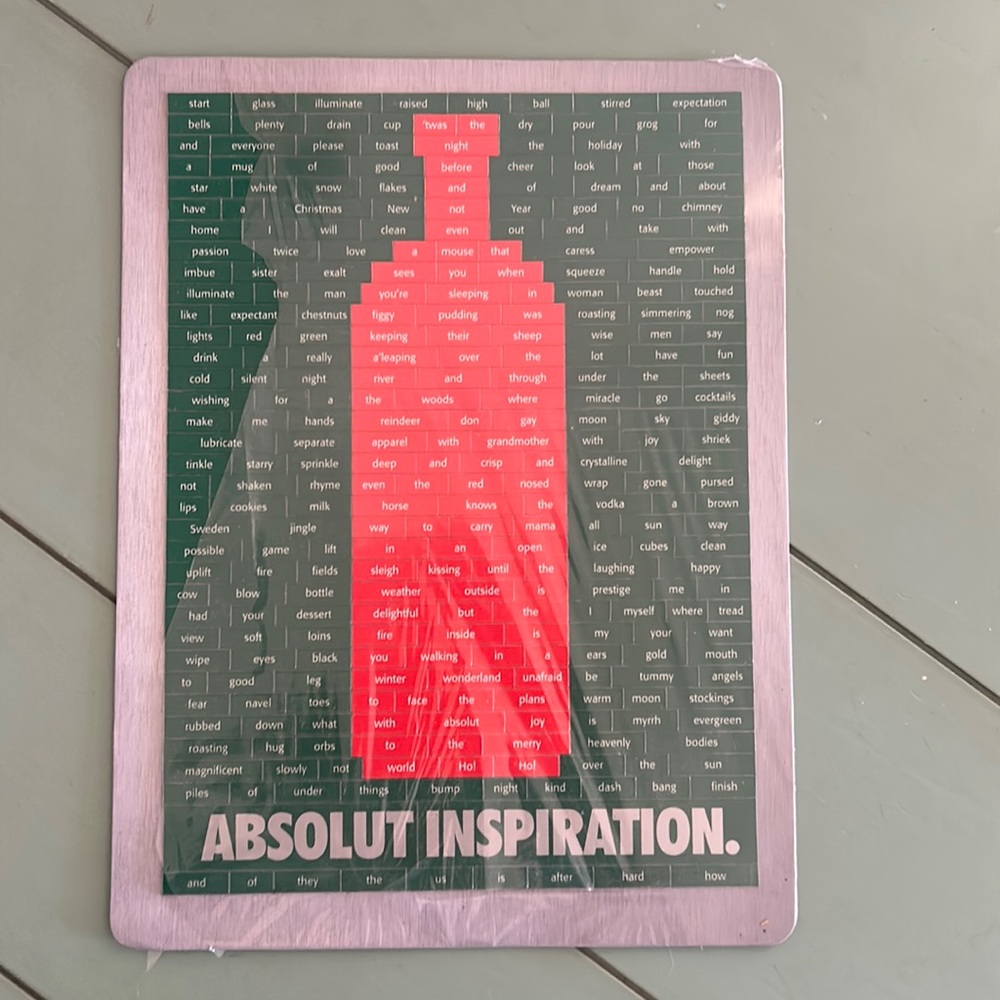 Vintage Absolut Vodka Inspiration Holiday Magnet Word Chart Collectible